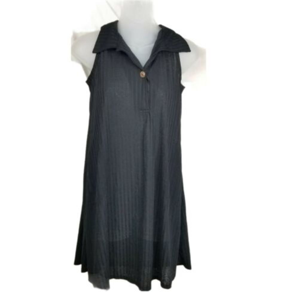 Porto Cruz Semi Sheer Cover Up Swim Dress Womens Size Small Beach Pool Black